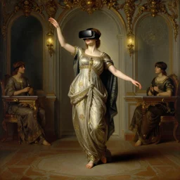 detailed full body of hindu traditional girl blindfolded high - tech vr headset in baroque style, girl graceful,, painting by gaston bussiere, craig mullins, j. c. leyendecker, lights, art by ernst haeckel, john william godward, hammershøi,,