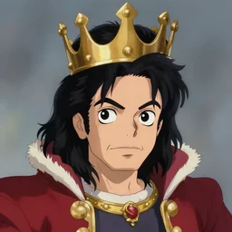centered!! macro head portrait of medieval snarky king michael jackson, artstation, detailed cartoon, elegant, digital painting, concept art, smooth, sharp focus, illustration, ghibli, makoto shinkai, don bluth, fujita goro, jean giraud, akihiko yoshida, tom whalen 8 k