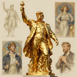 golden greek statue of donald trump as the god of trade, highly detailed, digital painting, artstation, concept art, illustration, art by artgerm and greg rutkowski and alphonse mucha