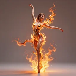 girl in a bikini, with ethereal full body, digital image of a elegantly posed dancing futuristic woman beautifully intertwined in realistic chrome flame foliage dress liquid like fire, full body shot, by Andrew Chiampo, artstation, and Frederik Heyman, extremely detailed woman, stunning volumetric lighting, hyper realism, fantasy, intricate detail, 4k,