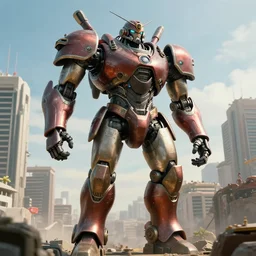 movie still frame, sci - fi, giant samurai kabuto mech walks over city, beautiful composition, 8 k, cgi, by ridley scott, zack snyder and michael bay