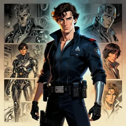a techno cyborg cops sherlock holmes , cyberpunk art, dramatic lighting, illustration by Greg rutkowski, yoji shinkawa, 4k,character sheet, Moebius, Greg Rutkowski, Zabrocki, Karlkka, Jayison Devadas, Phuoc Quan, trending on Artstation, 8K