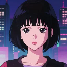 a full body portrait of a 1 9 8 0's disney girl singer with short hair bangs, finely detailed features, closeup at the face, perfect art, night, serene vaporwave citypop, gapmoe yandere grimdark, trending on pixiv fanbox, painted by ilya kushinov makoto shinkai takashi takeuchi studio ghibli, akihiko yoshida,