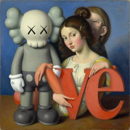 love by shusei nagaoka, kaws, david rudnick, oil on canvas, bauhaus, surrealism, neoclassicism, renaissance, hyper realistic, pastell colours, cell shaded, 8 k - h 7 0 4