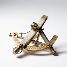 marble sextant, high detail macro photography, isolated on a pure white background, centered, entire object in frame, sharp focus, soft studio lighting