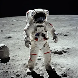 A cinematic film still of an astronaut on the surface of the Moon. DSLR photograph, professional composition, award-winning, stunning detail, crisp shadows.