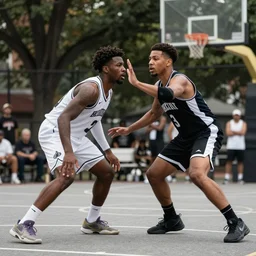ben simmons being guarded by benjamin franklin on a streetball court
