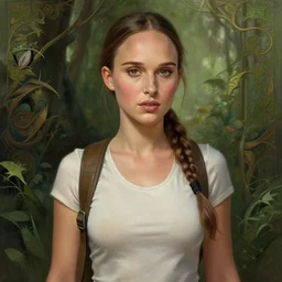 ultra realistic illustration, young natalie portman as lara croft in nature, intricate, elegant, highly detailed, digital painting, artstation, concept art, smooth, sharp focus, illustration, art by artgerm and greg rutkowski and alphonse mucha