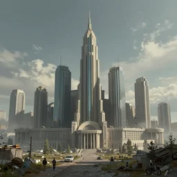 dystopian soviet city in futuristic aesthetics, made by Joe Fenton