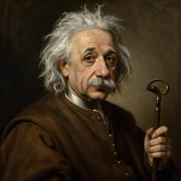painting of Einstein as a medieval peasant by George Stubbs, renaissance painting, oil painting, old master