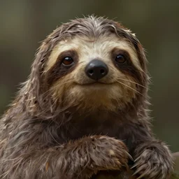 sloth with the face of a cat. atmospheric lighting. highly detailed digital painting by greg rutkowski.