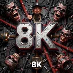 rap album cover, 8 k, 4 k uhd, trippy, artistic, aggressive, super detailed, very detailed, detailed