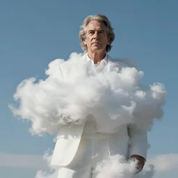 sculpture of ron perlman made of clouds, photo, medium shot, high quality, 4 k,