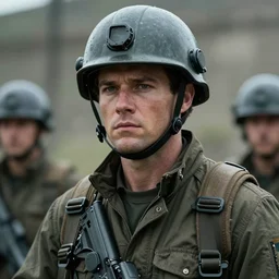 Live Action Still of Jerma in Full Metal Jacket, real life, hyperrealistic, ultra realistic, realistic, highly detailed, epic, HD quality, 8k resolution, body and headshot, film still