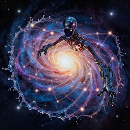 galaxy bender experiencing the quantum field, elevated consciousness, beautiful astrological neural network, matte painting and comic book art, twist of time, realistic, trending on artstation, sharp focus, depth of field, cinematic composition, physics splashes of colors, science fiction