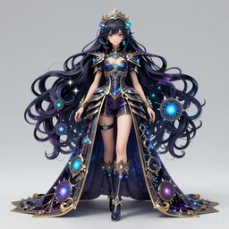 anime girl with clothes with cosmic, magic long hair, super - resolution, hsl, 2 - bit, vr, uniform, nano, senary, rtx, insanely detailed and intricate, hypermaximalist, elegant, ornate, hyper realistic, super detailed, full body, full body shot,