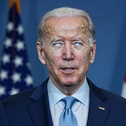joe biden with white glowing eyes