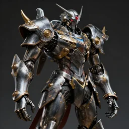 hyper realistic glorious ancient wargreymon in a obsidian metal armor, futuristic design, designed by makoto kobayashi and luca zampriolo, portrait, cyberpunk style, wood and gold details, intricate, extremely detailed, ornate, deep of field, hard surface, exoskeleton, substance designer metal unreal engine. human proportion.