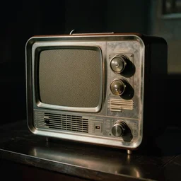 retro sci-fi radio made of metal with dramatic contrast lighting, film noir style