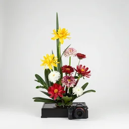 a photo of 8k Ikebana, ohararyu, wide angle, sony a7r3, ultra detail, photorealistic, in simple background