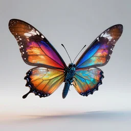 Realistic 3d render of butterfly dragon on a studio shot, movie shot, cinematic perspective, full hd, Vibrant colors