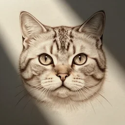 detailed etching line art stencil, cute trendy cat face, tattoo digital design
