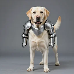 labrador in knight's armor