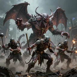 Soldiers fighting Cthulhu, Photorealistic, insane_details