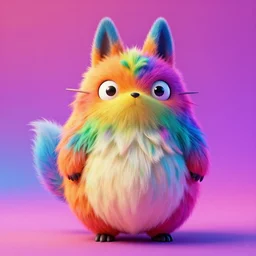 3 d model of a vibrant colored kitsune with long fur and large eyes by alexander jansson : 1 | centered, psychedelic, colorful, matte background : 0. 9 | by jim henson : 0. 7 | dave melvin : 0. 4 | unreal engine, deviantart, artstation, octane, finalrender, concept art, hd, 8 k resolution : 0. 8