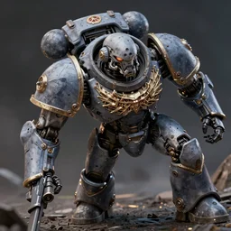 a tau space marine fighting a necron admech servitor