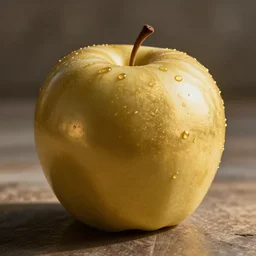 shiny realistic golden apple, cinematic photography, longshot