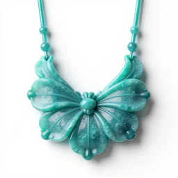 translucent turquoise squash blossom necklace, stylized 3d render, isolated on a pure white background, centered, entire object in frame, sharp focus, soft studio lighting