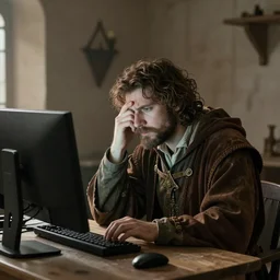 a computer programmer from the medieval times, annoyed at work