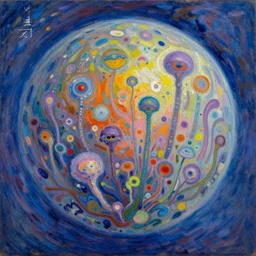 Claude Monet oil painting of an extraterrestrial planet with exotic alien flora, vivid colors, unimaginable, breathtaking, masterpiece