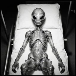 the autopsy of an alien, black and white photo, 8 k