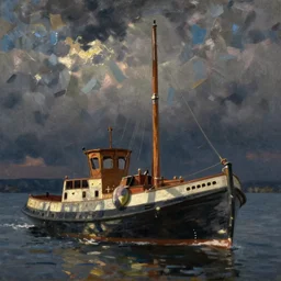 emily carr painting of old tug boat