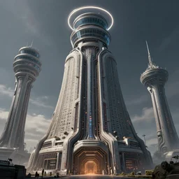 3 d sculpt of massive cyberpunk art deco'zaha hadid'' aircraft carrier tower'' power station'brutalist'patrik schumacher architecture'' air traffic control tower'complex scifi digital movie camera brutalist industrial military building facade, halo, star wars, ilm, star citizen halo, mass effect, high tech industrial, artstation unreal