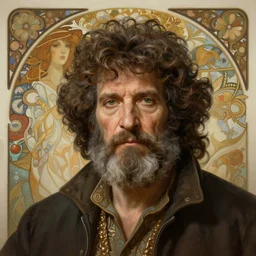 Bob Ross as God of Beauty, brutal, fantasy, intricate, elegant, highly detailed, digital painting, 4k, HDR, concept art, smooth, sharp focus, illustration, art by alphonse mucha,artgerm, H R Giger
