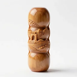 carved wooden dango, professional product shot, isolated on a pure white background, centered, entire object in frame, sharp focus, soft studio lighting