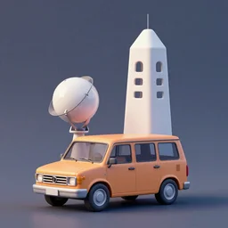 A 3d render of 🚙🛰✂️🔝, digital art, octane render, 8k resolution, character design, wes anderson color palette, film grain, unreal engine