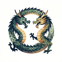 two interwoven dragons in japan, vector