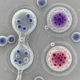 a microscopy image showing a cell with a normal nucleus and one cell with an  abnormal stained nucleus, confocal miscroscopy, paper, cell journal, cell biology, nature journal, science