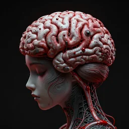 maiko habing terrible nightmares in the brain, red white and black, concept art, ambient light, 4 k, intricate details, highly professionally detailed, cgsociety, highly detailed -