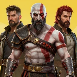 hyperrealistic portrait of kratos, unreal engine highly rendered, global illumination, ultrafine hyperdetailed illustration by kim jung gi, irakli nadar, bright colors