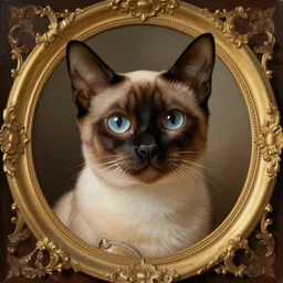 baroque rococo painting The Royal Burmese Cat portrait Greg Hildebrandt Lisa Frank high detail cute kitten kitty feline