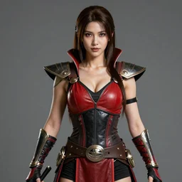 hot cosplay on scarlet from Mortal Kombat 11, high detail of the face, high detail, high modernization, ultra mega super hyper realistic, ultra mega super hyper beautiful, full body
