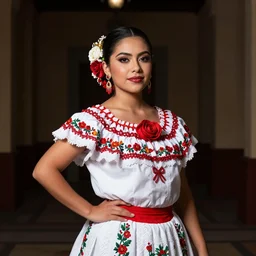 HD portrait of beautiful Mexican princess in traditional clothing, dramatic, 8k, 4k
