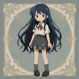 urban school zombie girl in tattered clothes fanart, dark blue long hair, muted colors, matte print, pastel colors, ornate, digital art, cute smile, digital painting, fan art, elegant, pixiv, by Ilya Kuvshinov, by Studio Ghibli