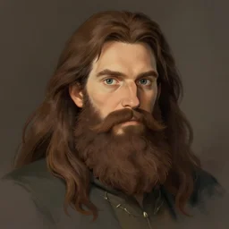 dacre montgomery portrait, long hair brown, full beard, color, art by studio ghibli and greg rutkowski and artgerm and ilya kuvshinov, portrait, d & d, fantasy, highly detailed, digital painting, headshot, trending on artstation, concept art, sharp focus, illustration