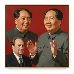 Solomon Joseph Solomon and Richard Schmid and Jeremy Lipking victorian genre painting portrait painting of a Mao Zedong with a red background
